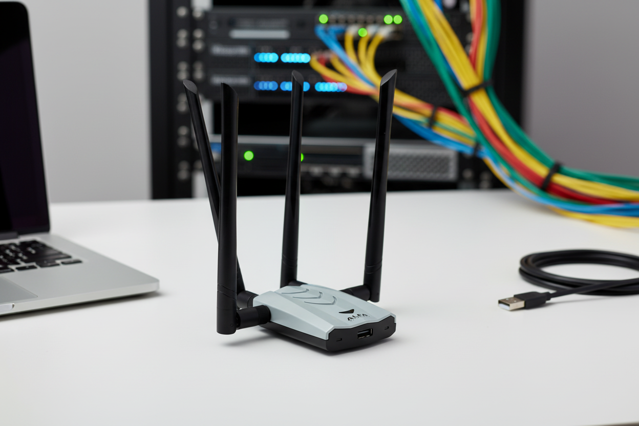ALFA AC1900 WiFi Adapter in professional tech setting
