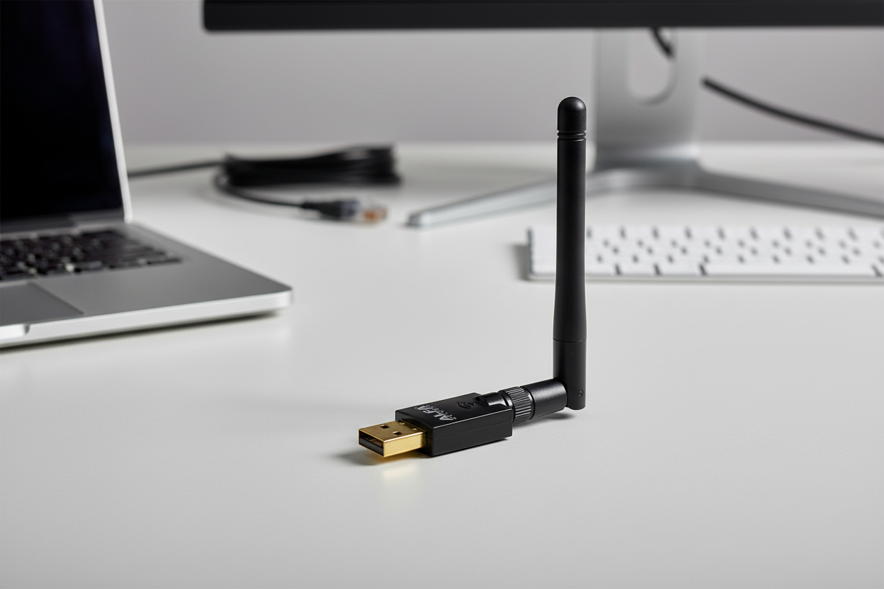 Alfa AWUS036ACS WiFi adapter in professional tech setting