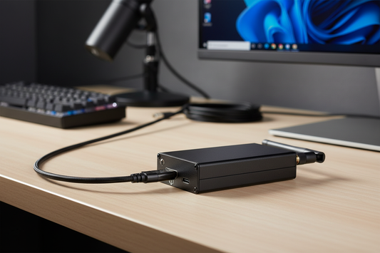 Screen Crab HDMI video capture device in professional tech setting